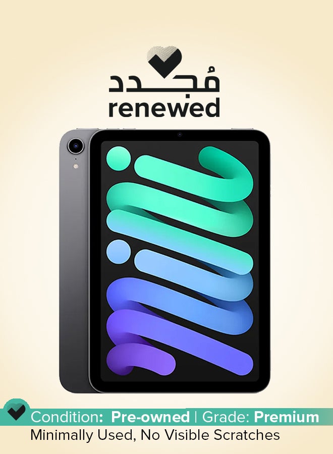 ابل  تجديد - آيباد ميني 2021 بحجم 8.3 بوصة الجيل السادس 256 جيجابايت رمادي فضائي واي فاي مع فيس تايم - النسخة الدولية - Image 1