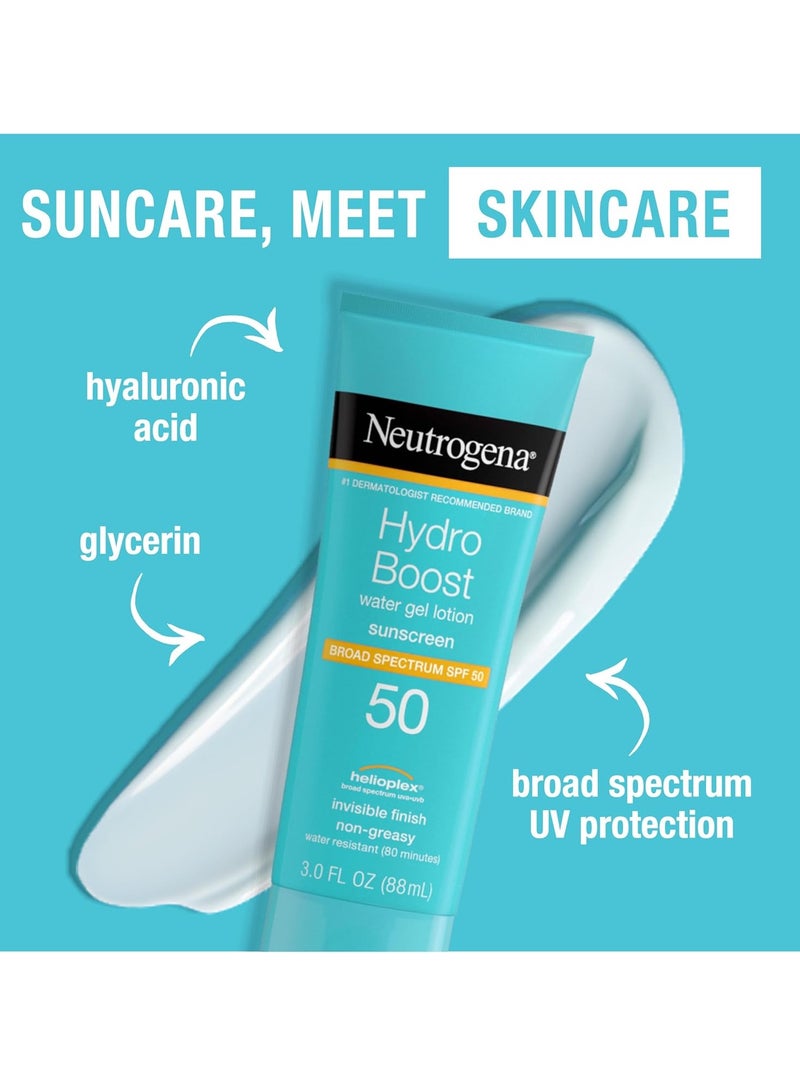 نيوتروجينا Hydro Boost Moisturizing Water Gel Sunscreen Lotion with Broad Spectrum SPF 50, Water-Resistant & Non-Greasy Hydrating Sunscreen Lotion, Oil-Free 3 fl. ozFluid Ounce - Image 3
