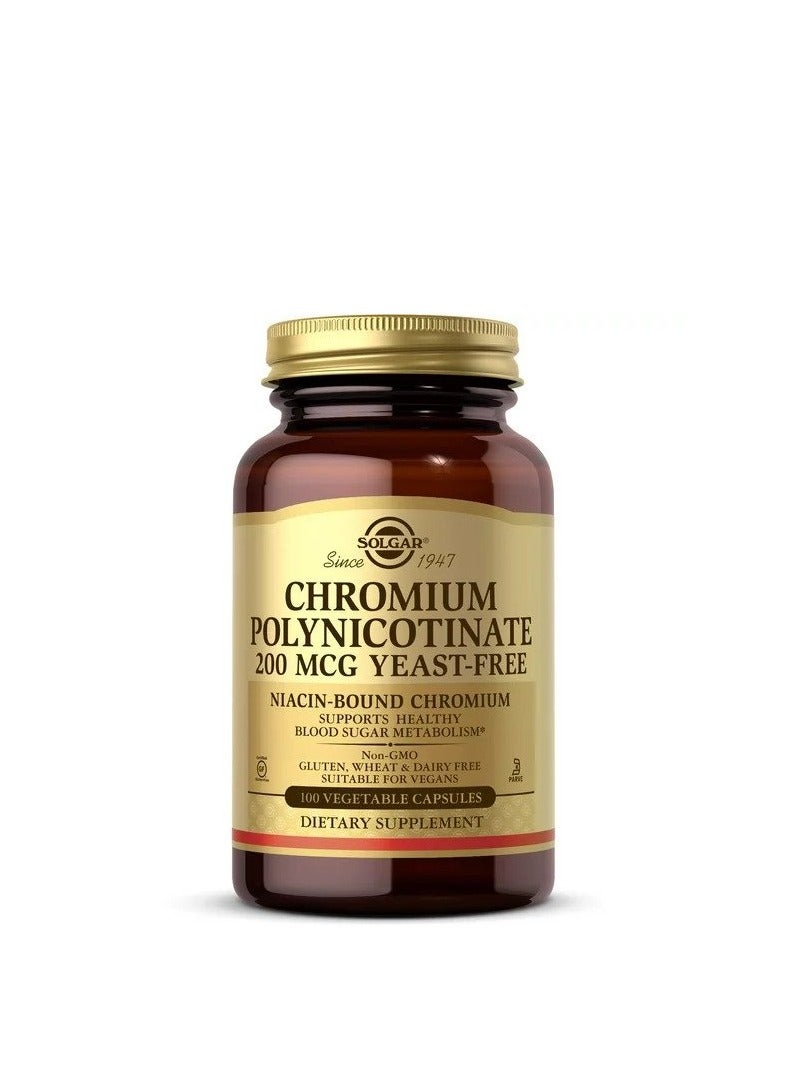 Solgar Chromium Polynicotinate 200mcg 100 Veg Caps