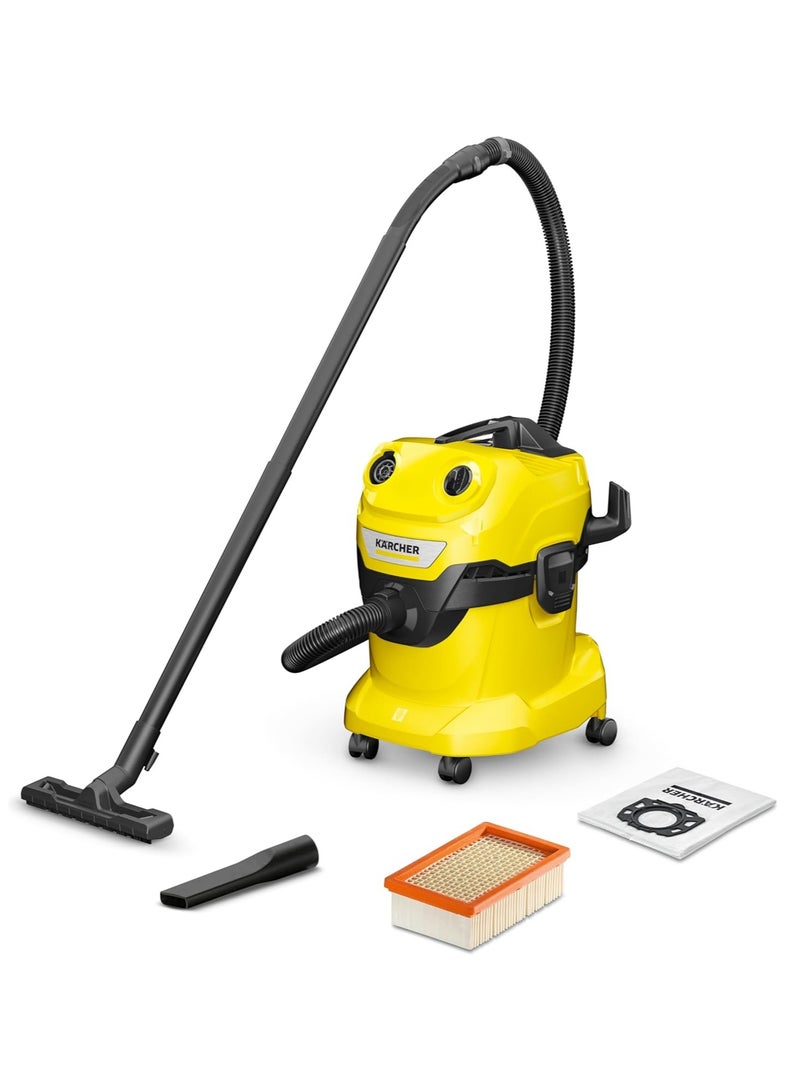 كارشر 1.628-209.0 - WD 4 V-20/5/22 - Wet and dry vacuum cleaner 1000 W WD4 Yellow  - Image 1