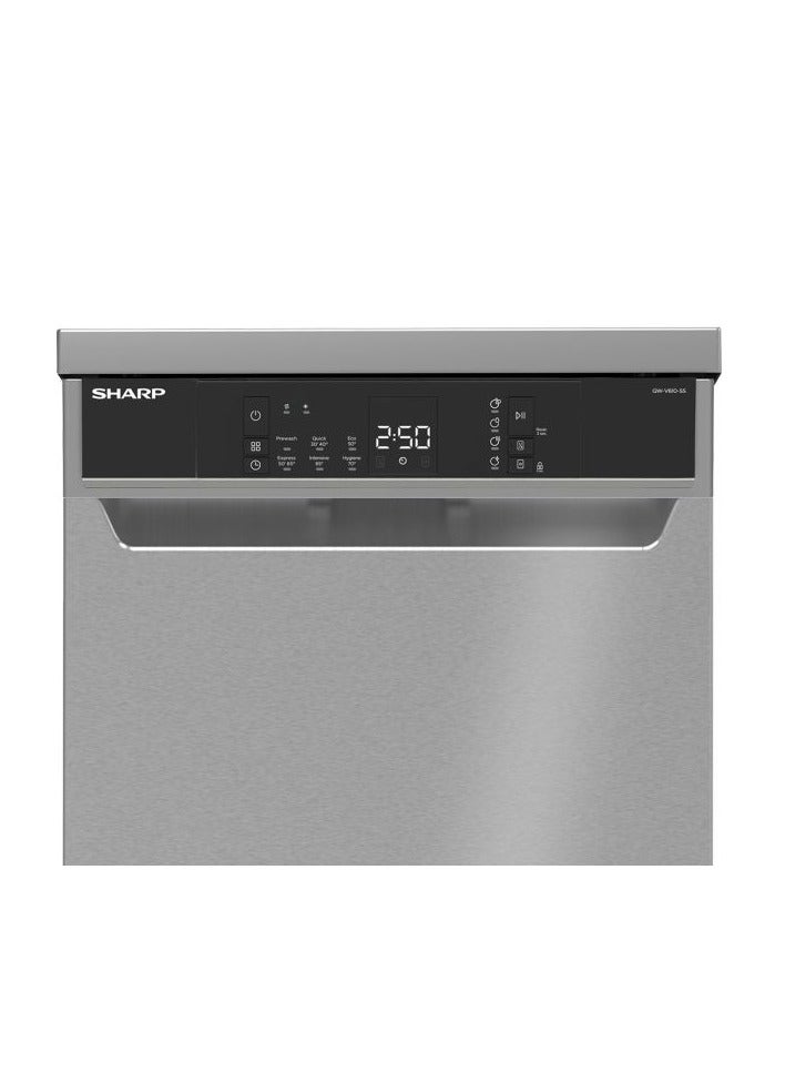 شارب Dishwasher 10 Person 45 cm Digit 6 Programs Stainless 10 L QW-V610-SS Silver  - Image 2
