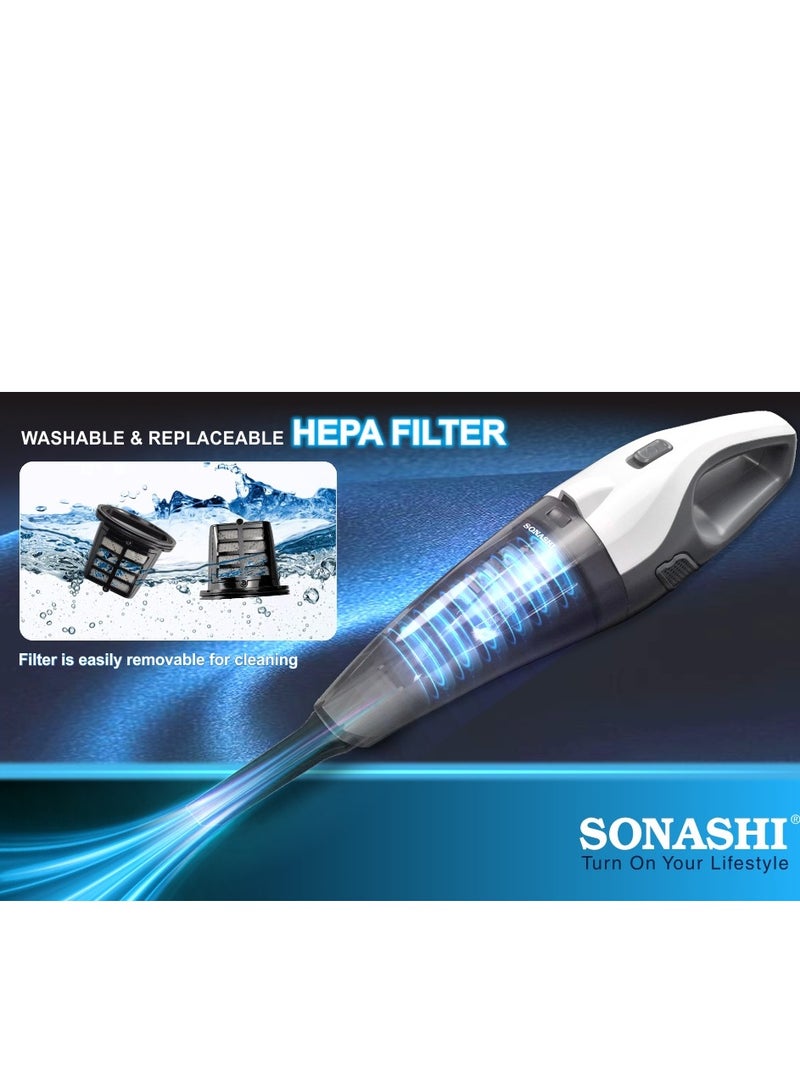 SONASHI - Rechargeable Vacuum Cleaner, Portable with Wet/Dry Functionality, With 0.4L Dust Cup Capacity And Easy Charging Type-C Slot, Continuous Working Of 15 Mins, Perfect Hoover For Home And Car 72 W SHC-231 Black - Image 1