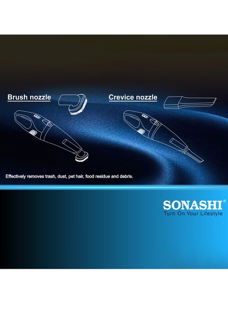 SONASHI - Rechargeable Vacuum Cleaner, Portable with Wet/Dry Functionality, With 0.4L Dust Cup Capacity And Easy Charging Type-C Slot, Continuous Working Of 15 Mins, Perfect Hoover For Home And Car 72 W SHC-231 Black - Image 1