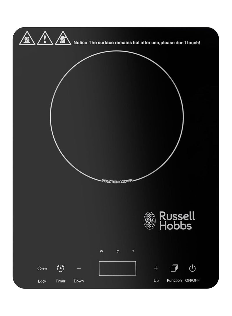 راسيل هوبز Russell Hobbs T2 Single Induction Cooktop 2000W, Compact Design, Portable Cooking Solution with Temperature Control, 3hrs Programmable Timer, Touch Control- Black T2 black - Image 1