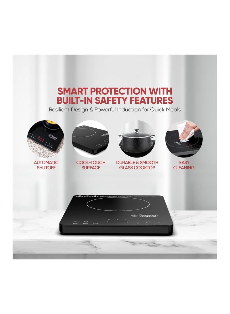 راسيل هوبز Russell Hobbs T2 Single Induction Cooktop 2000W, Compact Design, Portable Cooking Solution with Temperature Control, 3hrs Programmable Timer, Touch Control- Black T2 black - Image 5
