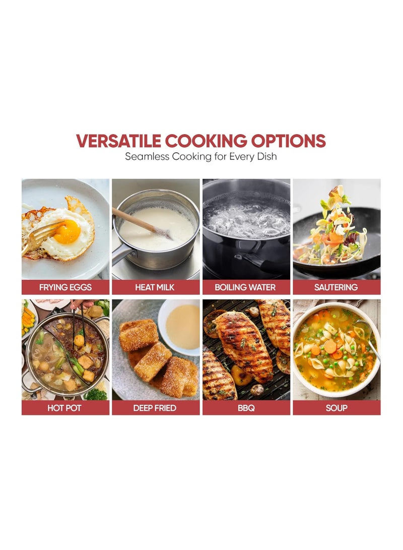 راسيل هوبز Russell Hobbs T2 Single Induction Cooktop 2000W, Compact Design, Portable Cooking Solution with Temperature Control, 3hrs Programmable Timer, Touch Control- Black T2 black - Image 4