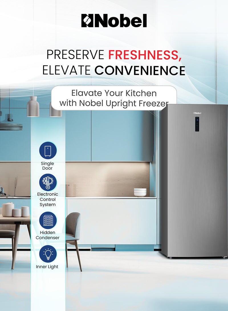 نوبل - 700L Gross Capacity, 439L Net Capacity Upright Freezer – No Frost Cooling, and Convertible Function, Single-door design, 16kg/24h freezing capacity - 700 L 180 W NR775 Silver - Image 1
