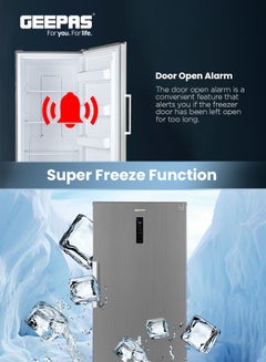 جيباس 510L Convertible Upright Freezer: No Frost, Inverter Compressor, Fridge/Freezer Option, Digital Control, Door Alarm 190 W GRFU6024XHN Silver  - Image 5