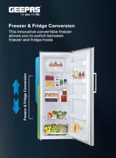 جيباس 510L Convertible Upright Freezer: No Frost, Inverter Compressor, Fridge/Freezer Option, Digital Control, Door Alarm 190 W GRFU6024XHN Silver  - Image 4