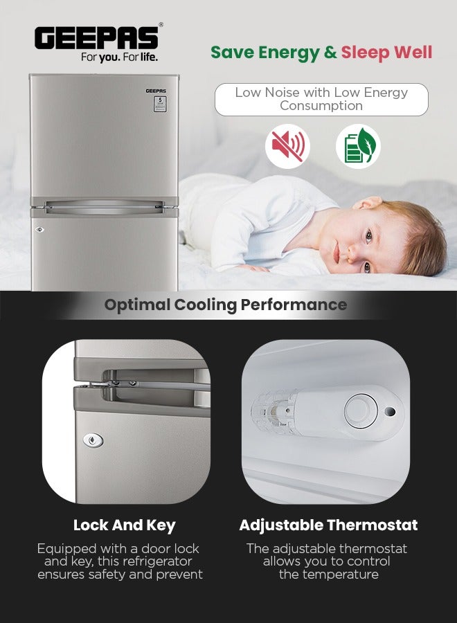 جيباس Top Mount Refrigerator (311L Gross), Defrost, Quick Cool, LED, Twist Ice (77L Freezer/234L Refrigerator 150 W GRF3400SXE Silver  - Image 5