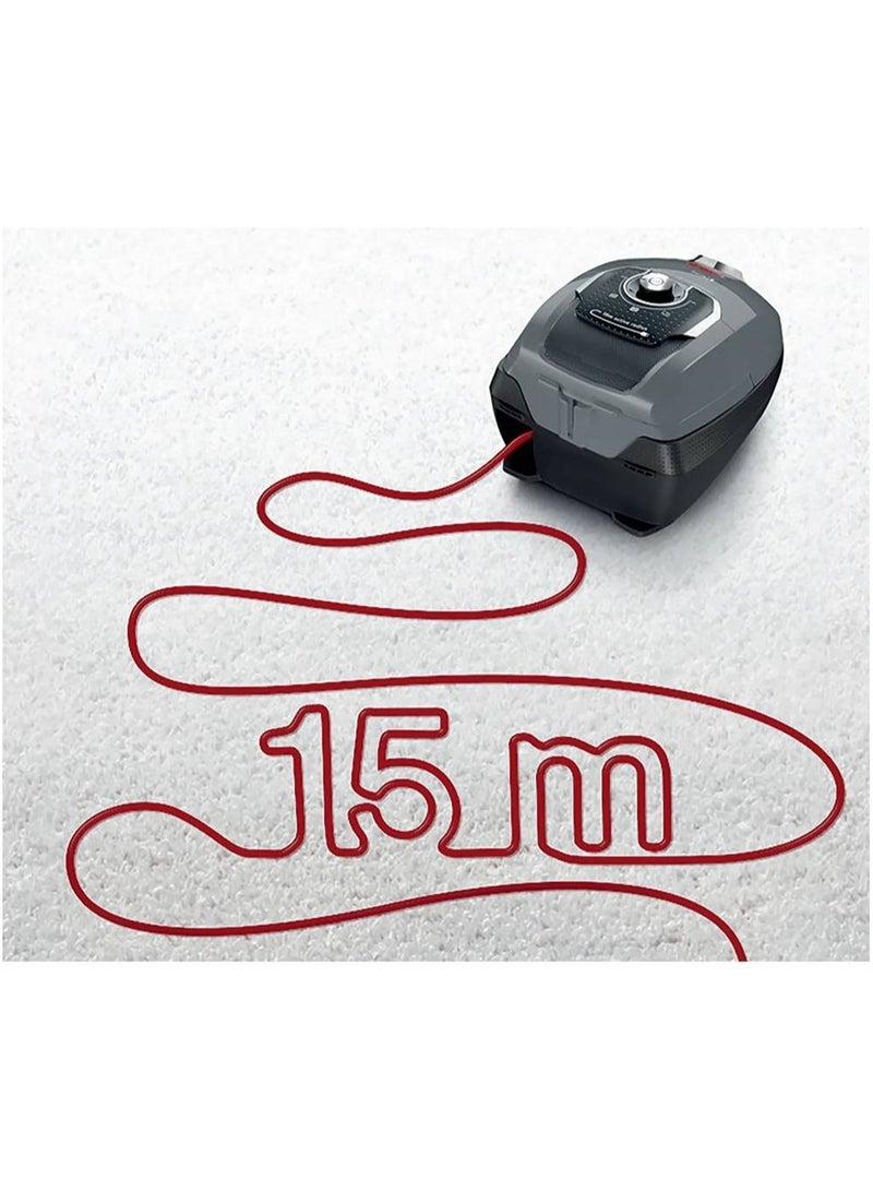 BOSCH - Bosch Serie | 8 Bagged Vacuum Cleaner,4 Long-life Metal Castoring Wheels, 1700 W Power, XXL Bag Capacity, 15m Operation Radius, 74 dB Noise Level, Gray | BGL8PRO5 1700 W BGL8PRO5 grey - Image 1