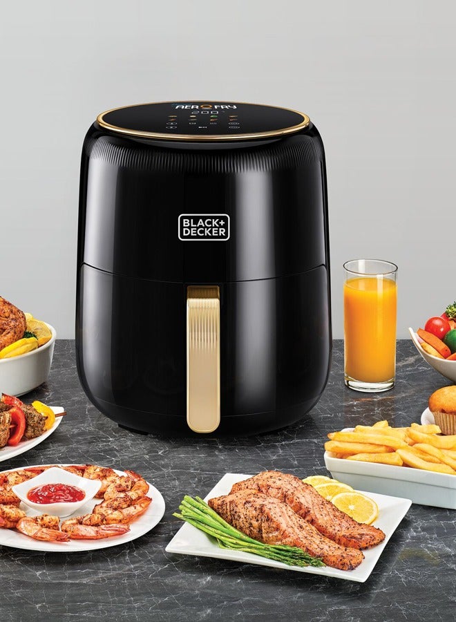 بلاك اند ديكر قلاية هوائية رقمية 8 في 1، سلة غير لاصقة سعة 4.5 لتر، 1500 واط، تقنية الهواء السريع، شاشة تعمل باللمس LED، مؤقت تأخير لمدة 24 ساعة، إيقاف تلقائي للسلامة، سلة آمنة للغسل في غسالة الصحون - Image 5