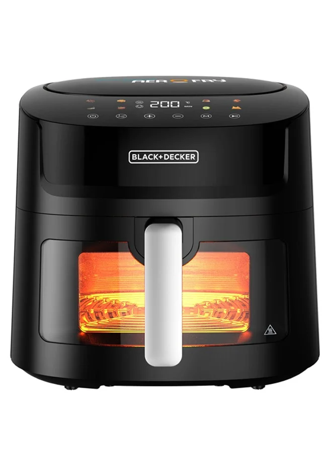 BLACK+DECKER 8-In-1 Digital Air Fryer With Window, 7.2L Large Capacity, 1800W, Rapid Air Technology, LED Touch Display, Dehydrate Function, Dishwasher Safe Basket, Cool-Touch Handle