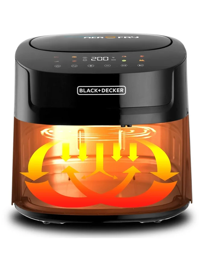 BLACK+DECKER 8-In-1 Digital Air Fryer With Window, 7.2L Large Capacity, 1800W, Rapid Air Technology, LED Touch Display, Dehydrate Function, Dishwasher Safe Basket, Cool-Touch Handle
