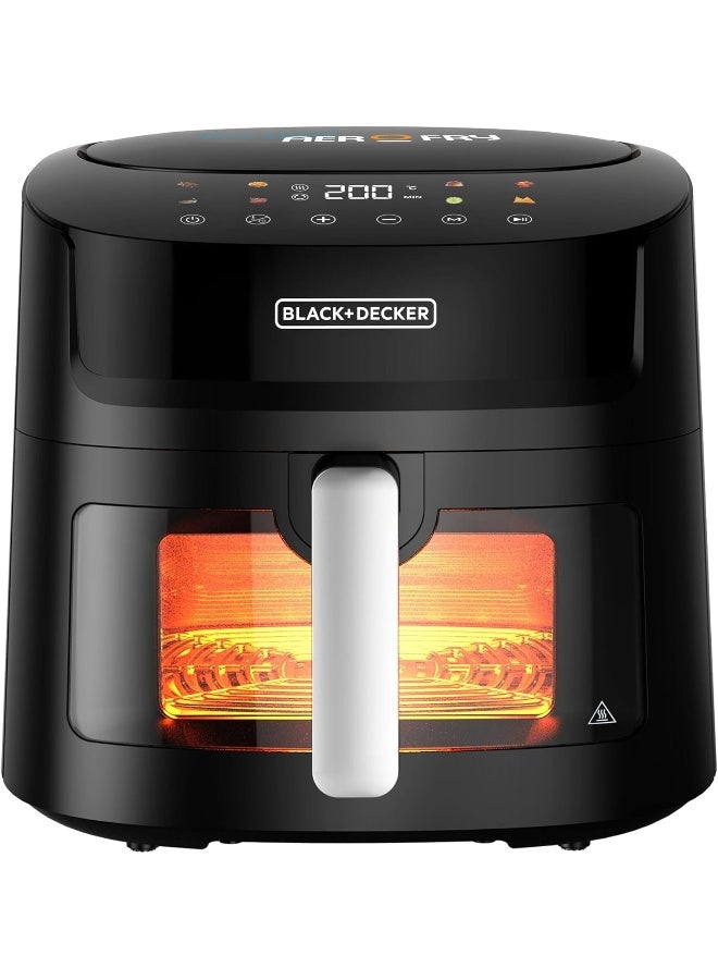 8-In-1 Digital Air Fryer With Window, 7.2L Large Capacity, 1800W, Rapid Air Technology, LED Touch Display, Dehydrate Function, Dishwasher Safe Basket, Cool-Touch Handle 7.2 L 1800 W AF7210-B5 Black