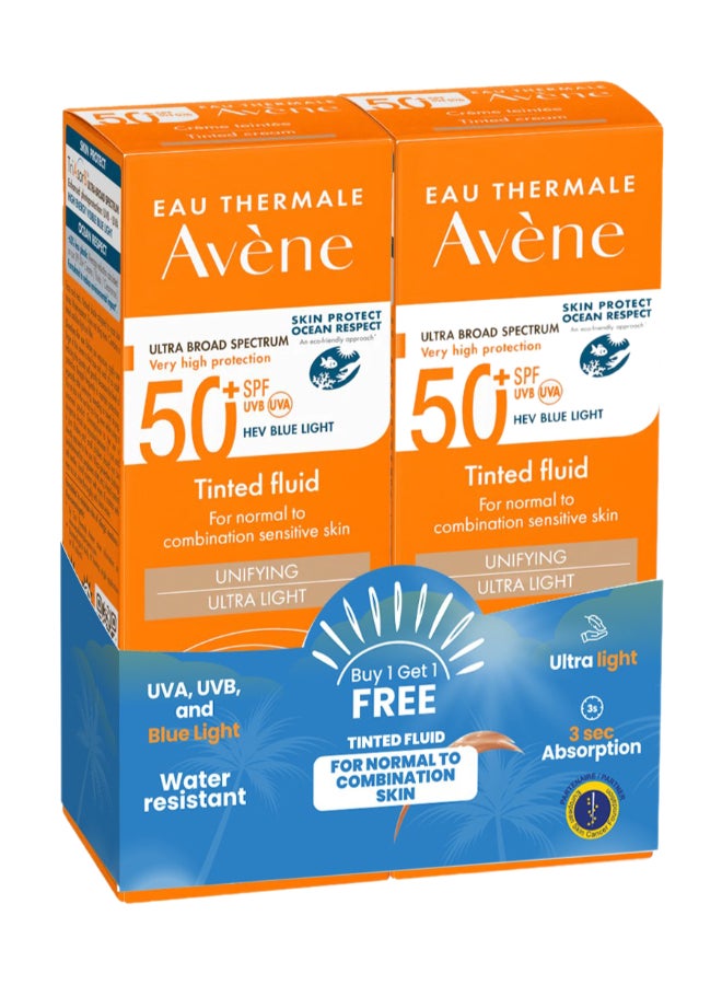 آفين Suncare Fluid 50+ Tinted  Trsb  Buy 1 Get 1 Free 50+50ml 