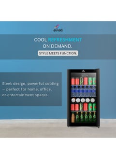 evvoli 99 Liters- Gross Volume Beverage Cooler having  See-through Glass Door, Adjustable Leg, Frost Type- Defrost 99 L 212 kW EVBCM-99B Black  - Image 2