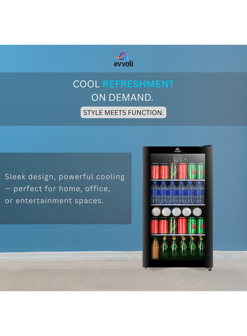 evvoli 99 Liters- Gross Volume Beverage Cooler having  See-through Glass Door, Adjustable Leg, Frost Type- Defrost 99 L 212 kW EVBCM-99B Black  - Image 2