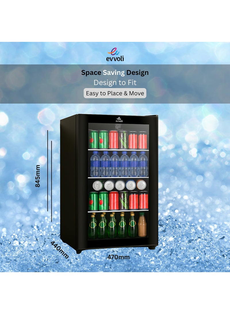 evvoli 99 Liters- Gross Volume Beverage Cooler having  See-through Glass Door, Adjustable Leg, Frost Type- Defrost 99 L 212 kW EVBCM-99B Black  - Image 4