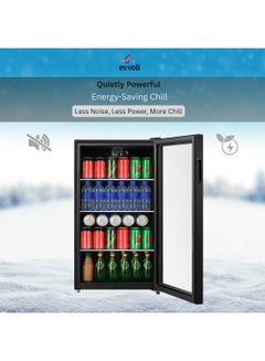 evvoli 99 Liters- Gross Volume Beverage Cooler having  See-through Glass Door, Adjustable Leg, Frost Type- Defrost 99 L 212 kW EVBCM-99B Black  - Image 5