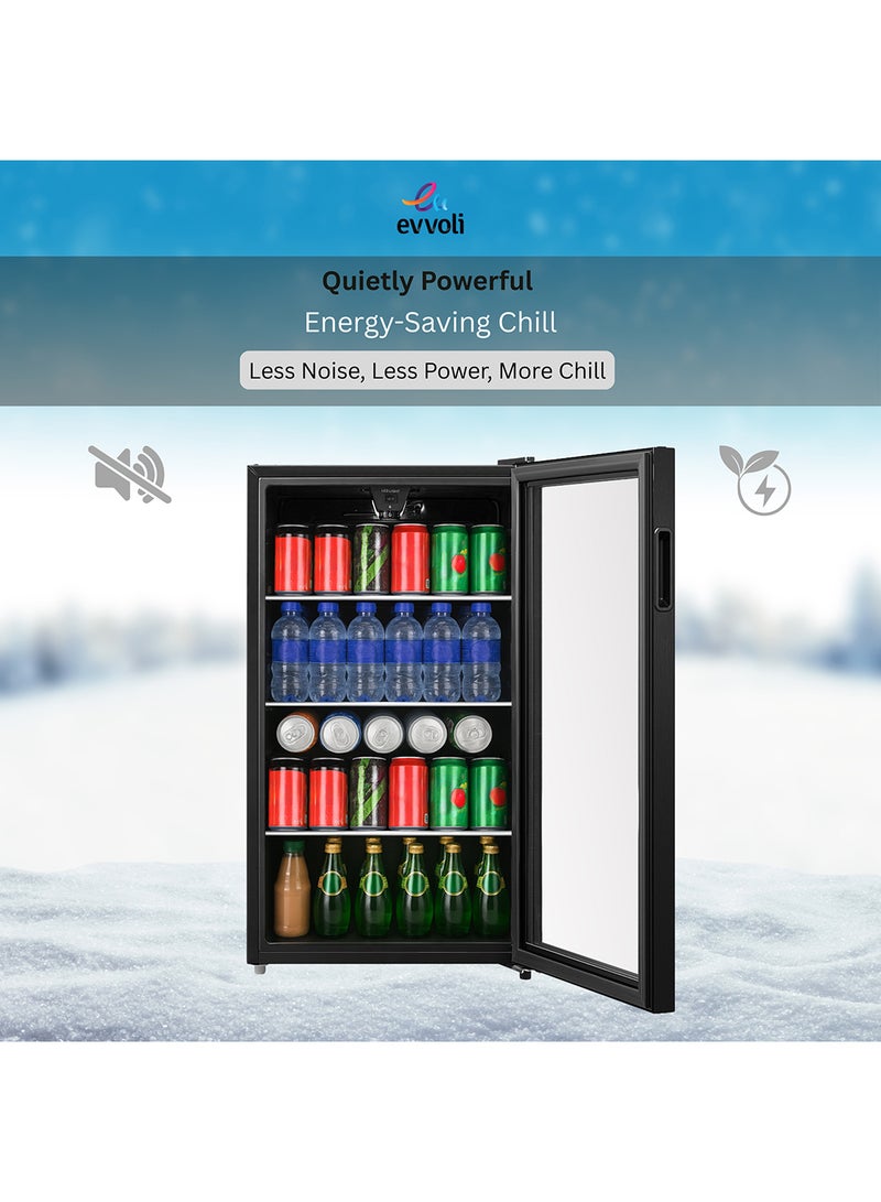 evvoli 99 Liters- Gross Volume Beverage Cooler having  See-through Glass Door, Adjustable Leg, Frost Type- Defrost 99 L 212 kW EVBCM-99B Black  - Image 5