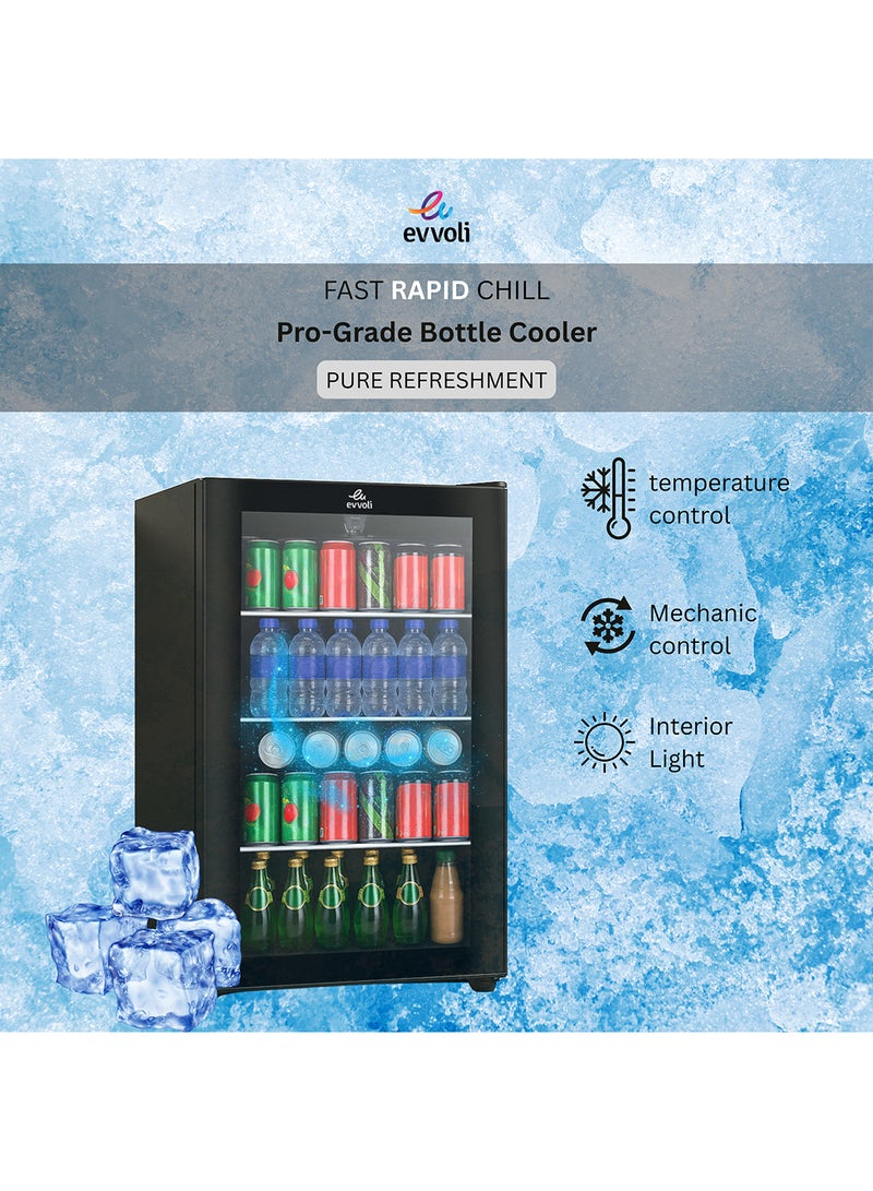 evvoli 99 Liters- Gross Volume Beverage Cooler having  See-through Glass Door, Adjustable Leg, Frost Type- Defrost 99 L 212 kW EVBCM-99B Black  - Image 3