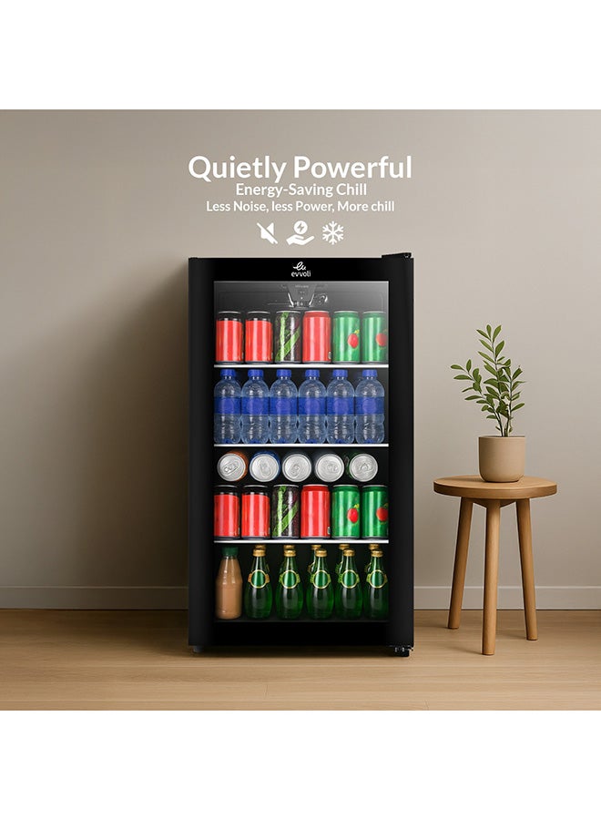 evvoli 99 Liters- Gross Volume Beverage Cooler having  See-through Glass Door, Adjustable Leg, Frost Type- Defrost 99 L 212 kW EVBCM-99B Black  - Image 4