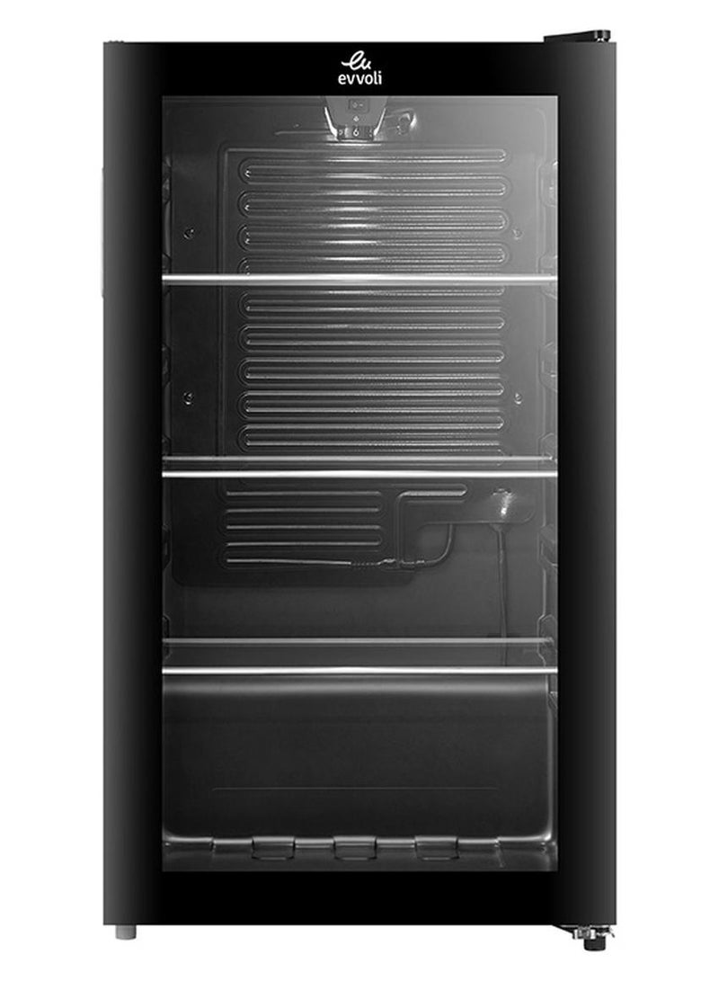 evvoli 99 Liters- Gross Volume Beverage Cooler having  See-through Glass Door, Adjustable Leg, Frost Type- Defrost 99 L 212 kW EVBCM-99B Black - Image 1