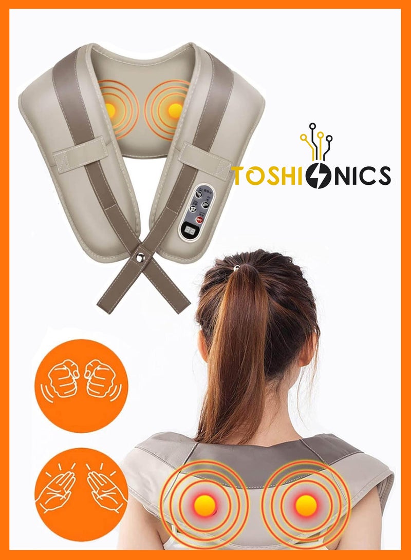 Toshionics - Portable Electric Massage Shawl Pillow Taiko-Strength Power Drum Shiatsu Massager for Deep Tissue Relief Smart Cervical Neck Shoulder Back and Body Massager with Heating Vibration and Multi-Mode Kneading Anti-Cellulite Office and Home Massage for Muscle Pain Relief - Image 1