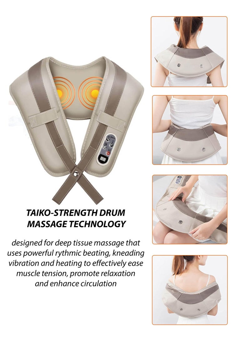 Toshionics - Portable Electric Massage Shawl Pillow Taiko-Strength Power Drum Shiatsu Massager for Deep Tissue Relief Smart Cervical Neck Shoulder Back and Body Massager with Heating Vibration and Multi-Mode Kneading Anti-Cellulite Office and Home Massage for Muscle Pain Relief - Image 1