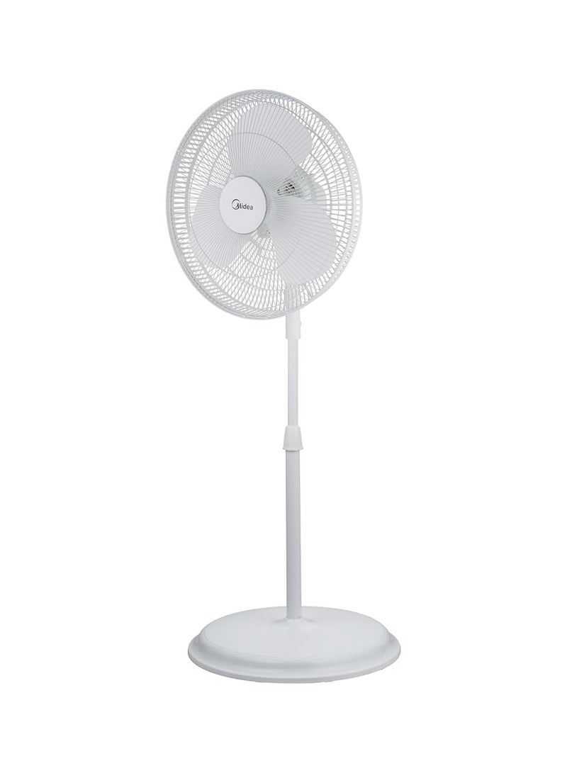مديا - Pedestal Stand Fan, 16 inch, Oscillation Directions, 3 Speed Levels & Adjustable Height, 3 Leaf Blade with 7.5 Hours Timer, 40 Watts, Best for Home & Office 40 W MFS-160M0BPW White - Image 1