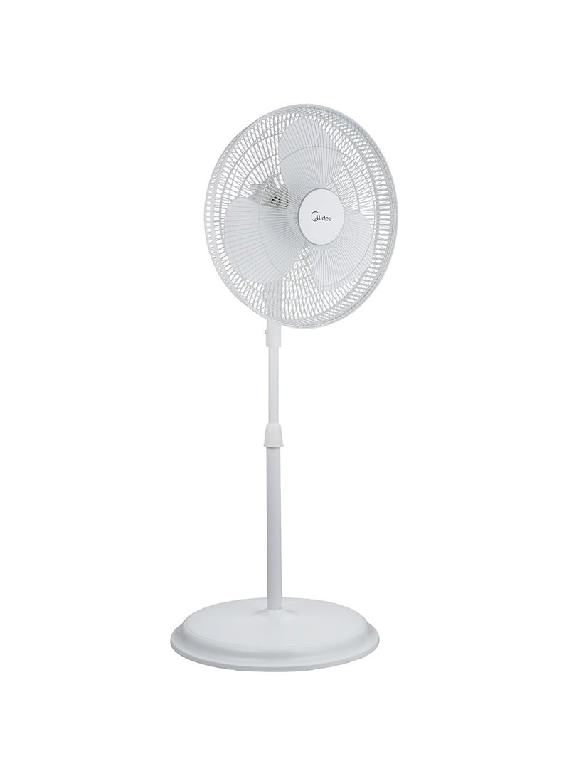 مديا - Pedestal Stand Fan, 16 inch, Oscillation Directions, 3 Speed Levels & Adjustable Height, 3 Leaf Blade with 7.5 Hours Timer, 40 Watts, Best for Home & Office 40 W MFS-160M0BPW White - Image 1