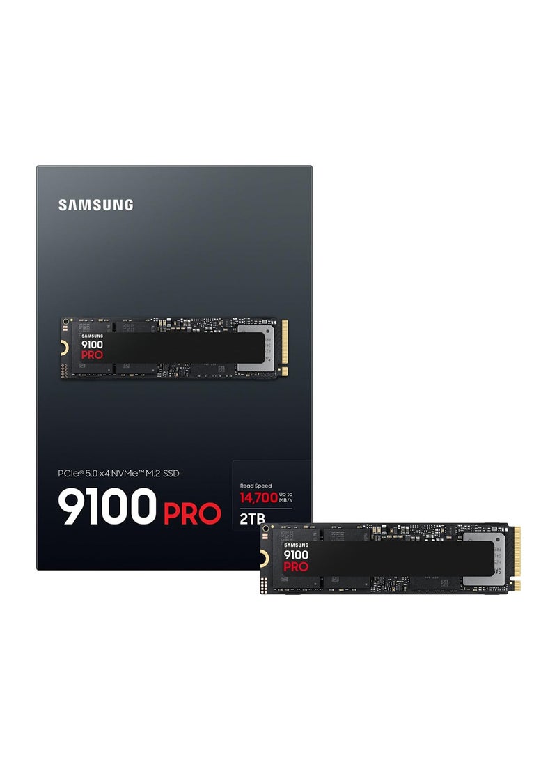 Samsung - 9100 PRO NVMe M.2 SSD, 2TB, PCIe 5.0, 14,700 MB/s Read, 13,400 MB/s Write, Internal SSD for Gaming, Video Editing and AI, Black, MZ-VAP2T0BW 2 TB - Image 1