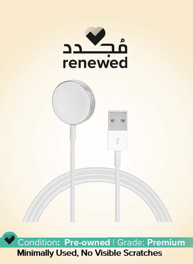 ابل  Renewed - Magnetic Charging Cable For Watch USB Port White - Image 1