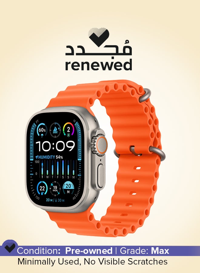 ابل  Renewed - Watch Ultra 2 GPS + Cellular, 49mm Titanium Case With Orange Ocean Band - Image 1