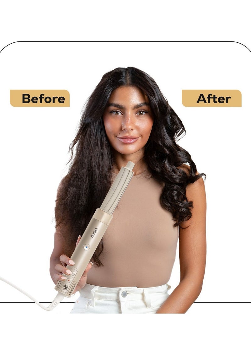 كلارا - Multi Styler for All Hair Types – 6-in-1 Styling Tool with Auto-Wrap Curlers, Blow Dryer, Round & Oval Brush – 1500W Ionic Hair Styler for Frizz-Free Waves & Salon Blowouts Rose Gold - Image 1