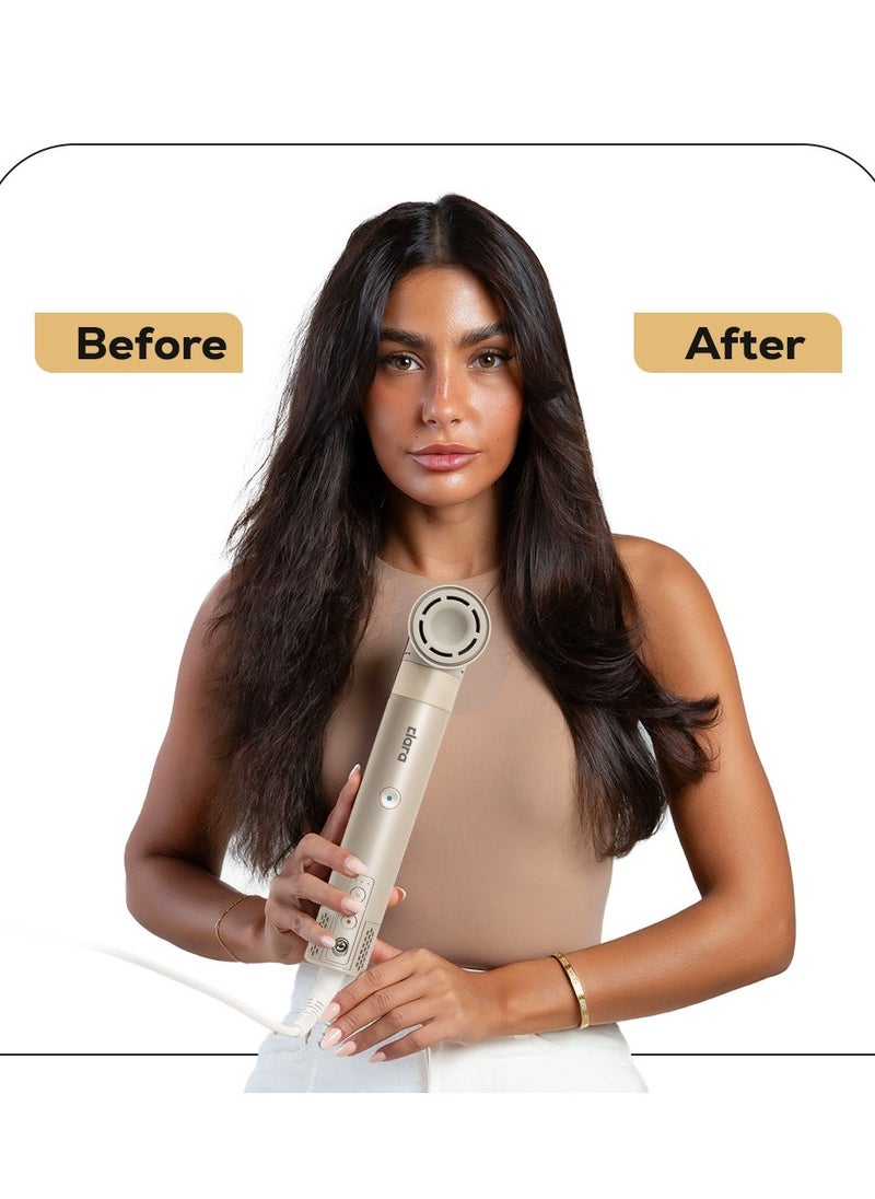 كلارا - Multi Styler for All Hair Types – 6-in-1 Styling Tool with Auto-Wrap Curlers, Blow Dryer, Round & Oval Brush – 1500W Ionic Hair Styler for Frizz-Free Waves & Salon Blowouts Rose Gold - Image 1