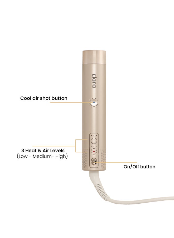 CLARA Multi Styler for All Hair Types – 6-in-1 Styling Tool with Auto-Wrap Curlers, Blow Dryer, Round & Oval Brush – 1500W Ionic Hair Styler for Frizz-Free Waves & Salon Blowouts Rose Gold - Image 3