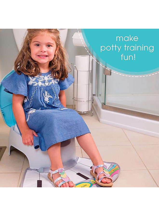 سامر إنفانت مرحاض تدريب الأطفال 3 في 1 مع سجادة قدم موسيقية تفاعلية، وعاء قابل للإزالة، وحاجز رذاذ، رمادي/أزرق - Image 4