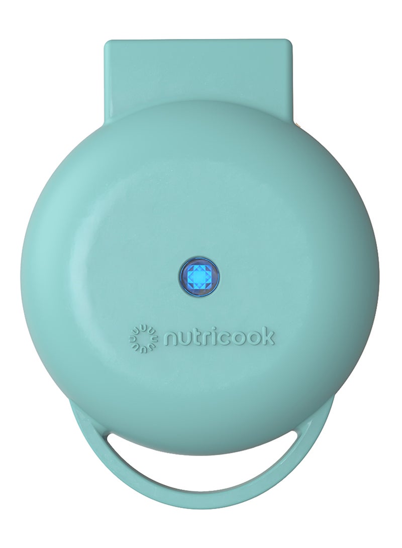 nutricook Mini Waffle Maker with Quick Heating, Ceramic Coated, Toxin-free, made without PTFEs, PFOAs & other PFAs for Safer & Healthier Cooking, Easy to Clean, Perfect for Kids and Families, 2-Year Warranty 420 W WM100 Aqua  - Image 1