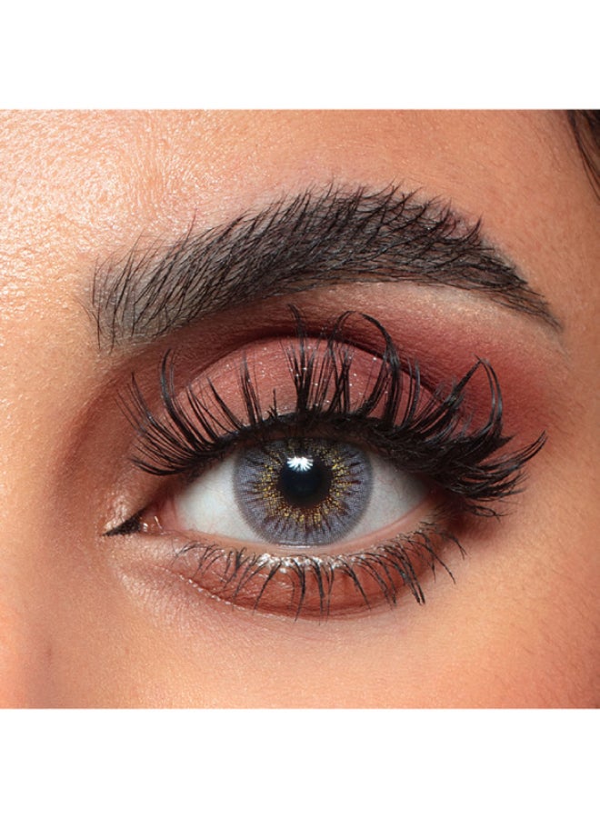 أمارا عدسات لاصقة شهرية أنيقة، عدسات لاصقة ملونة، عدسات لاصقة تجميلية، عدسات لاصقة رمادية، عبوة من 2 - Image 1