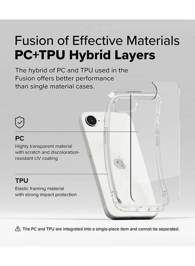 Ringke Fusion For iPhone 16e Case Cover Transparent Hard Back Soft Flexible TPU Bumper Scratch Resistant Shockproof Protection Back Cover - Clear  - Image 4