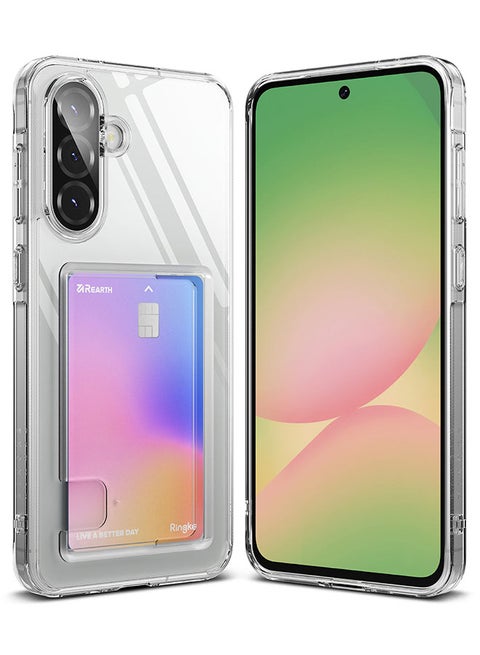 Fusion Card For Samsung Galaxy A36 / A56 5G Case Back Cover Transparent Soft Flexible TPU Bumper with Built-in Slim Card Holder Wallet - Clear
