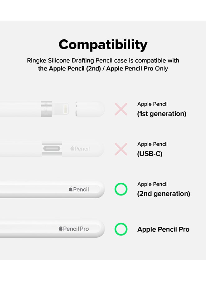 Ringke - Silicone Drafting Grip Holder for Apple Pencil Pro / 2nd Gen / 1st Gen / USB-C Case, Soft Anti-Slip Grip Elastic Sleeve Case Cover - Black - Image 1