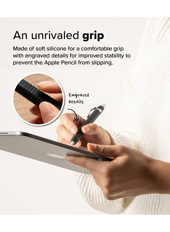 Ringke - Silicone Drafting Grip Holder for Apple Pencil Pro / 2nd Gen / 1st Gen / USB-C Case, Soft Anti-Slip Grip Elastic Sleeve Case Cover - Black - Image 1
