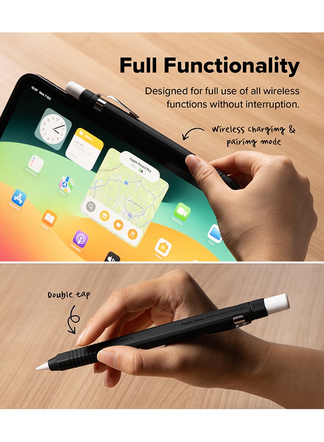 Ringke - Silicone Drafting Grip Holder for Apple Pencil Pro / 2nd Gen / 1st Gen / USB-C Case, Soft Anti-Slip Grip Elastic Sleeve Case Cover - Black - Image 1