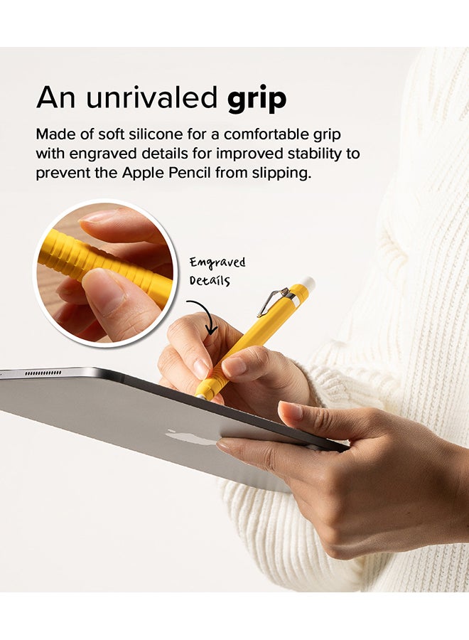 Ringke - Silicone Drafting Grip Holder for Apple Pencil Pro / 2nd Gen / 1st Gen / USB-C Case, Soft Anti-Slip Grip Elastic Sleeve Case Cover - Yellow - Image 1