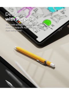 Ringke Silicone Drafting Grip Holder for Apple Pencil Pro / 2nd Gen / 1st Gen / USB-C Case, Soft Anti-Slip Grip Elastic Sleeve Case Cover - Yellow  - Image 5