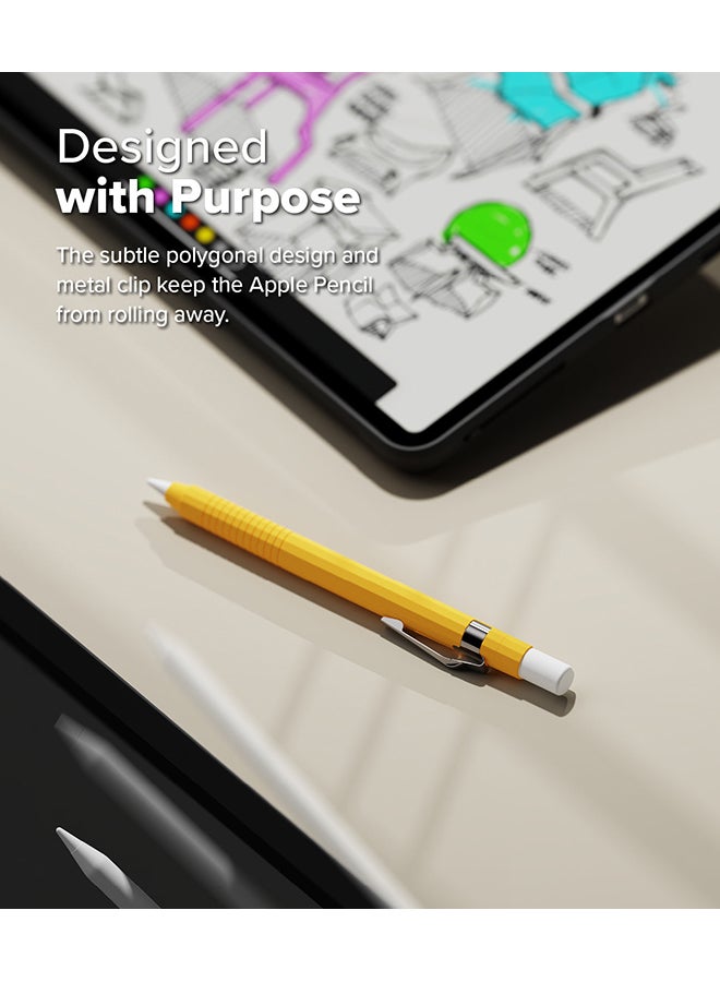 Ringke - Silicone Drafting Grip Holder for Apple Pencil Pro / 2nd Gen / 1st Gen / USB-C Case, Soft Anti-Slip Grip Elastic Sleeve Case Cover - Yellow - Image 1