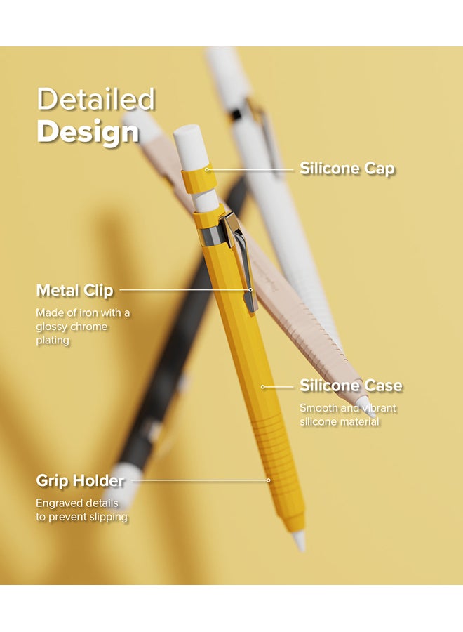 Ringke - Silicone Drafting Grip Holder for Apple Pencil Pro / 2nd Gen / 1st Gen / USB-C Case, Soft Anti-Slip Grip Elastic Sleeve Case Cover - Yellow - Image 1